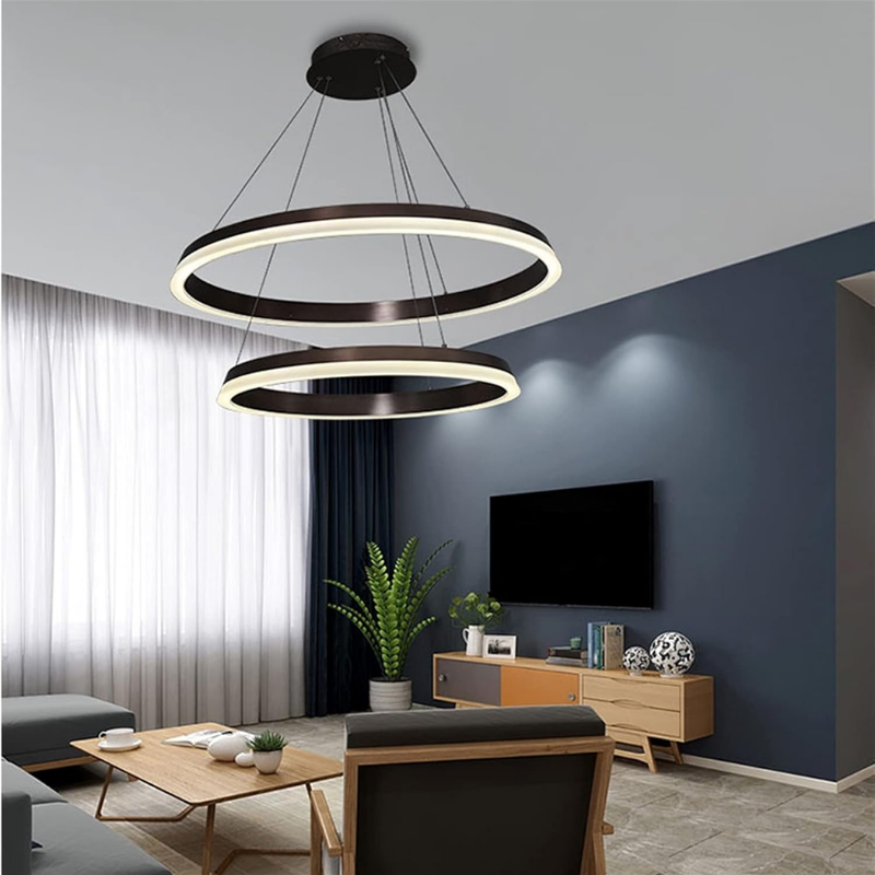 Lámpara Modelo Hoshizora Aro 80cm Y 60cm Cafe 36w /45w 3000-4000-6000k