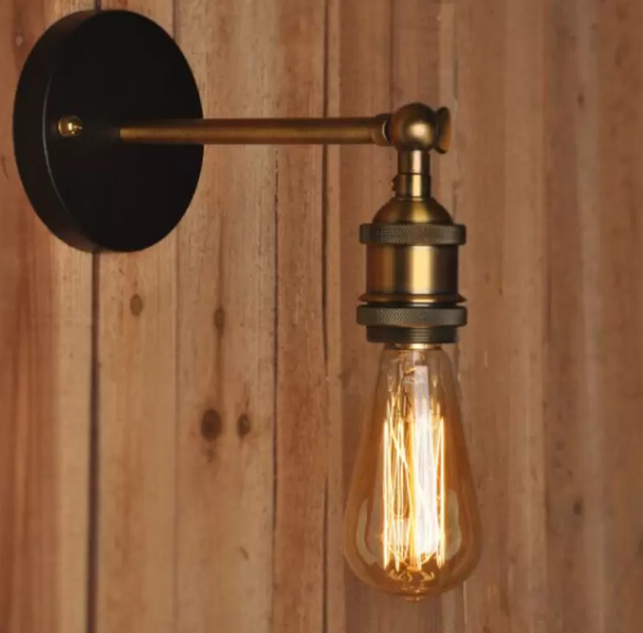 Aplique Lampara Foco Led Muro E27 Bronce