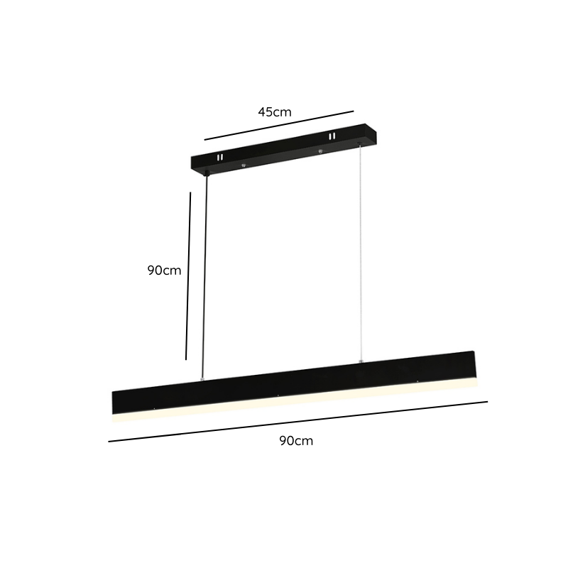 Lámpara Modelo Sakura Lineal 90cm X 7cm Led Colgante Negro 36w 3000-4000-6000k