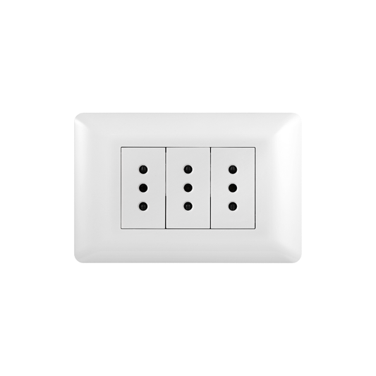Tomacorriente Triple Puenteado Armado 10A Blanco PC SEC