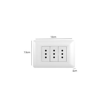 Tomacorriente Triple Puenteado Armado 10A Blanco PC SEC