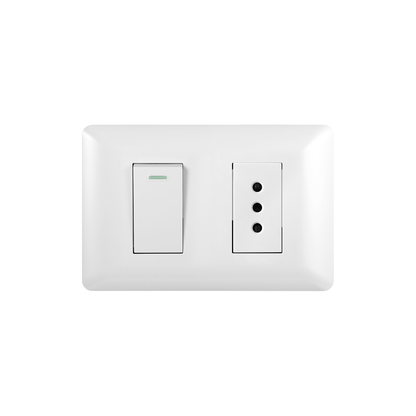 Interruptor Puenteado Armado 9/12 16A + Tomacorriente 10A Blanco PC SEC