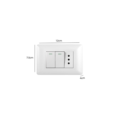 Interruptor Puenteado Armado 9/12 16A + 2 Tomacorrientes 10A Blanco PC SEC