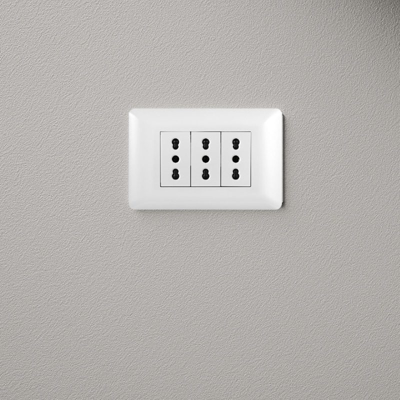 Tomacorriente Triple Armado 16A Blanco PC SEC