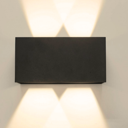 Aplique Led Cuadrado Negro Luz Dirigible 2X6W IP54 Luz Calida 3000K