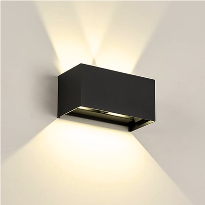 Aplique Led Cuadrado Negro Luz Dirigible 2X6W IP54 Luz Calida 3000K