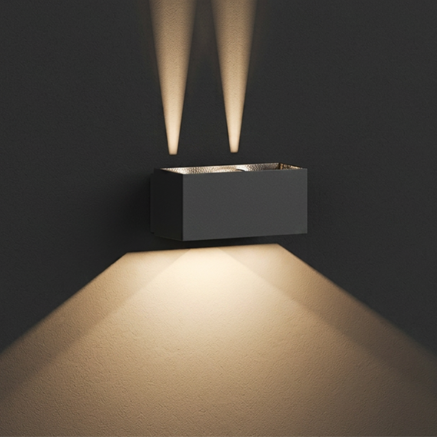 Aplique Led Cuadrado Negro Luz Dirigible 4X3W IP65 Luz Calida 3000K