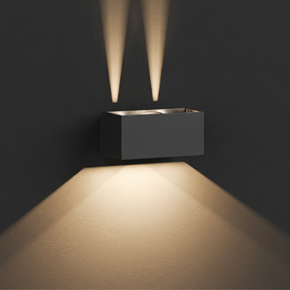 Aplique Led Cuadrado Negro Luz Dirigible 4X3W IP65 Luz Calida 3000K