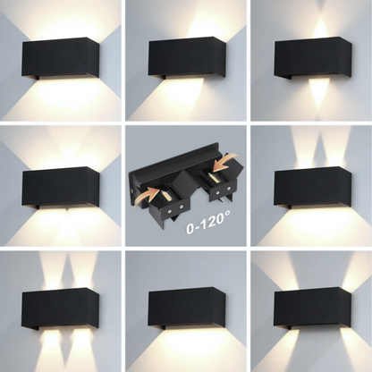 Aplique Led Cuadrado Negro Luz Dirigible 4X3W IP65 Luz Calida 3000K