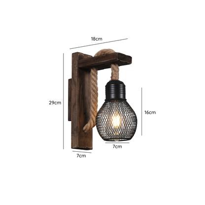 Aplique Negro Madera Mdf Porta E27 Simple Modelo Teca