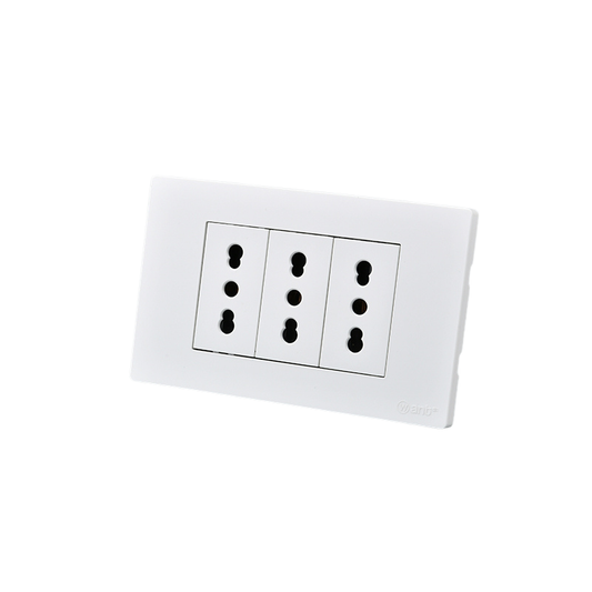 Tomacorriente Triple Puenteado Armado 16A Blanco SEC