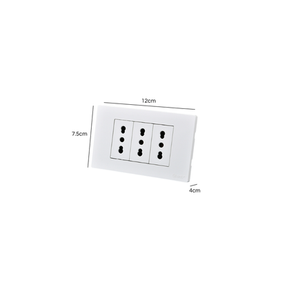 Tomacorriente Triple Puenteado Armado 16A Blanco SEC