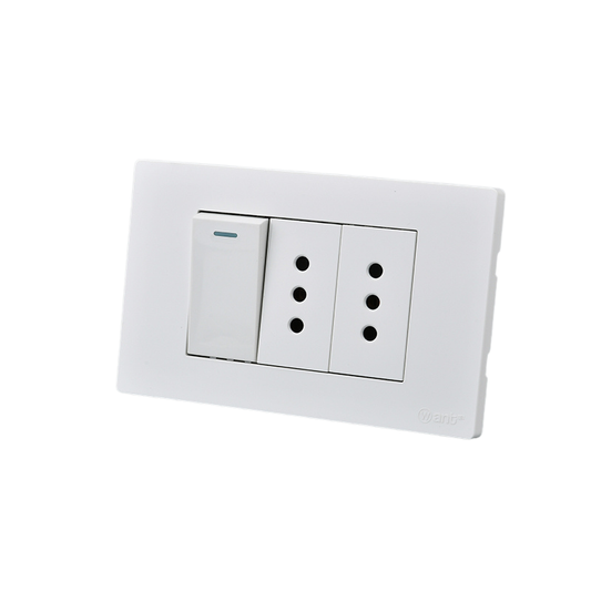 Interruptor Puenteado Armado 9/12 16A + 2 Tomacorrientes 10A Blanco SEC
