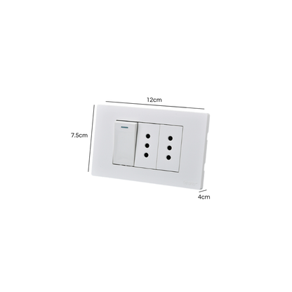 Interruptor Puenteado Armado 9/12 16A + 2 Tomacorrientes 10A Blanco SEC