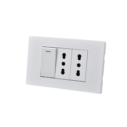 Interruptor Puenteado Armado 9/12 16A + 2 Tomacorrientes 16A Blanco SEC
