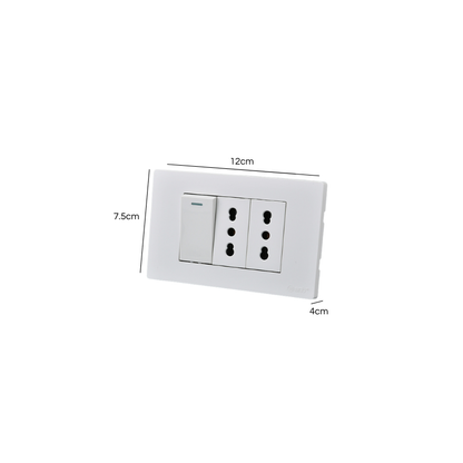 Interruptor Puenteado Armado 9/12 16A + 2 Tomacorrientes 16A Blanco SEC