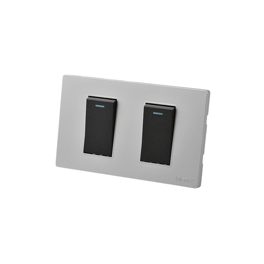 Interruptor Doble Armado 9/12 16A Plateado/Negro SEC