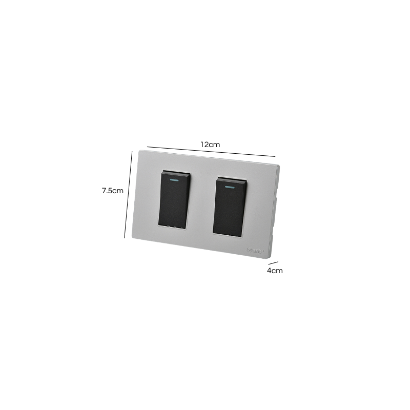 Interruptor Doble Armado 9/12 16A Plateado/Negro SEC