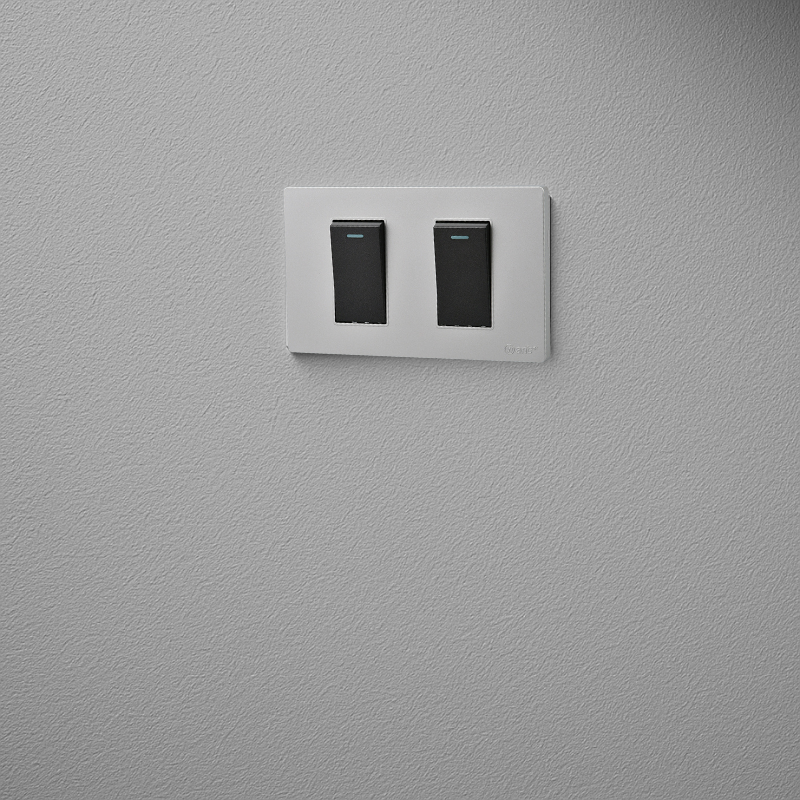 Interruptor Doble Armado 9/12 16A Plateado/Negro SEC