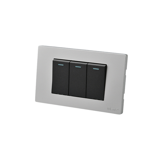Interruptor Triple Armado 9/12 16A Plateado/Negro SEC