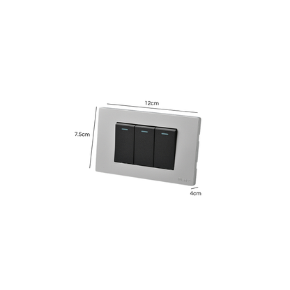 Interruptor Triple Armado 9/12 16A Plateado/Negro SEC