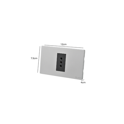 Tomacorriente Simple Puenteado Armado 10A Plateado/Negro SEC