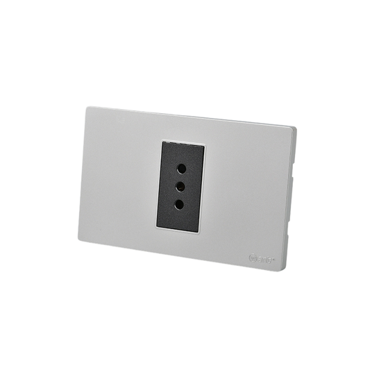 Tomacorriente Simple Puenteado Armado 10A Plateado/Negro SEC