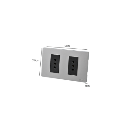Tomacorriente Doble Puenteado Armado 10A Plateado/Negro SEC