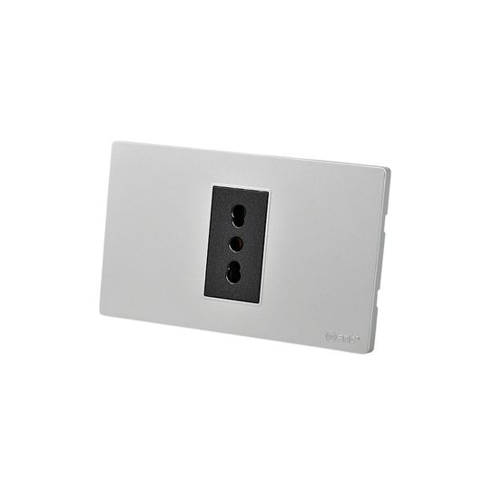 Tomacorriente Simple Puenteado Armado 16A Plateado/Negro SEC