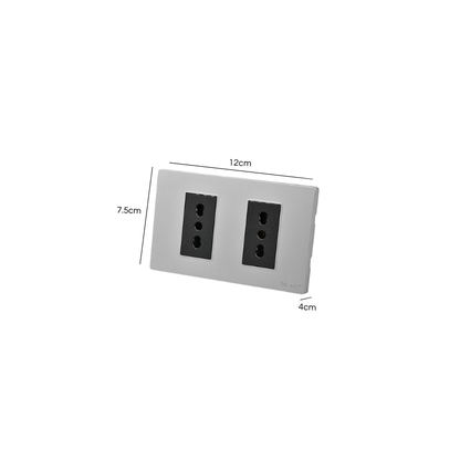 Tomacorriente Doble Puenteado Armado 16A Plateado/Negro SEC