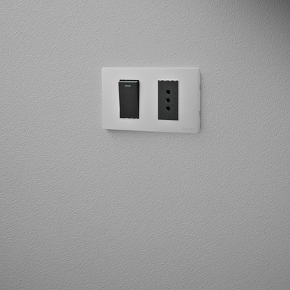 Interruptor Puenteado Armado 9/12 16A + Tomacorriente 10A Plateado/Negro  SEC