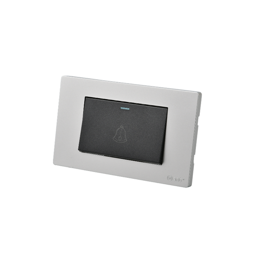 Interruptor Pulsador Puenteado Simple 10A Plateado/Negro