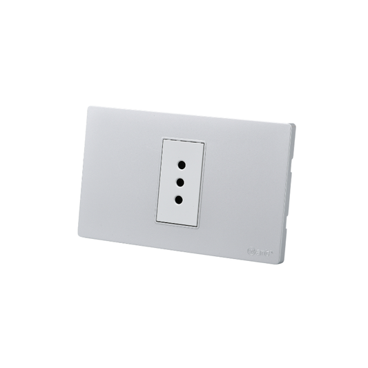 Tomacorriente Simple Puenteado Armado 10A Plateado SEC