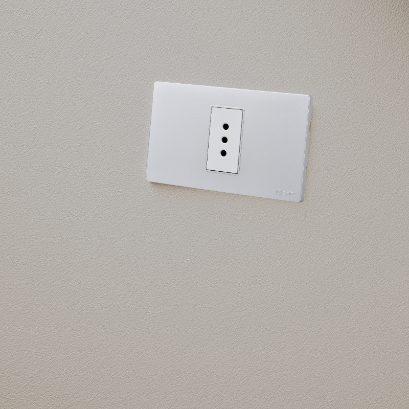 Tomacorriente Simple Puenteado Armado 10A Plateado SEC