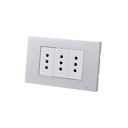 Tomacorriente Triple Puenteado Armado 10A Plateado SEC