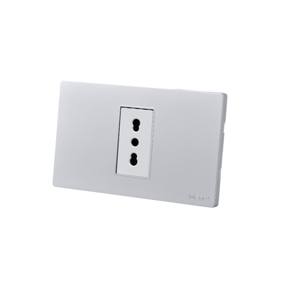 Tomacorriente Simple Puenteado Armado 16A Plateado SEC