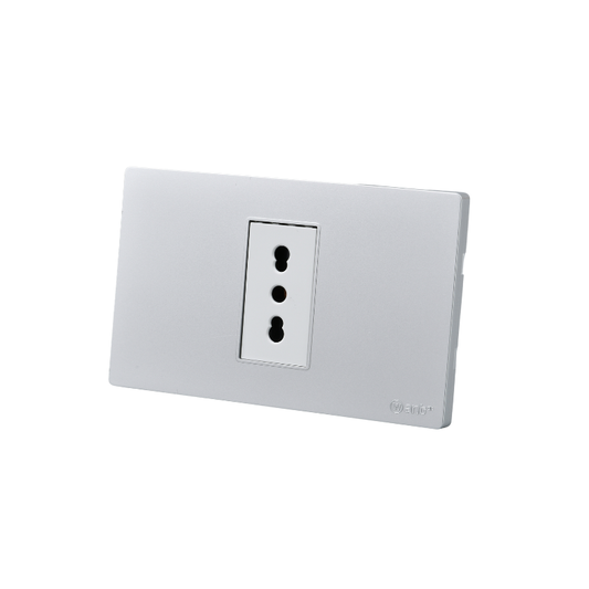 Tomacorriente Simple Puenteado Armado 16A Plateado SEC