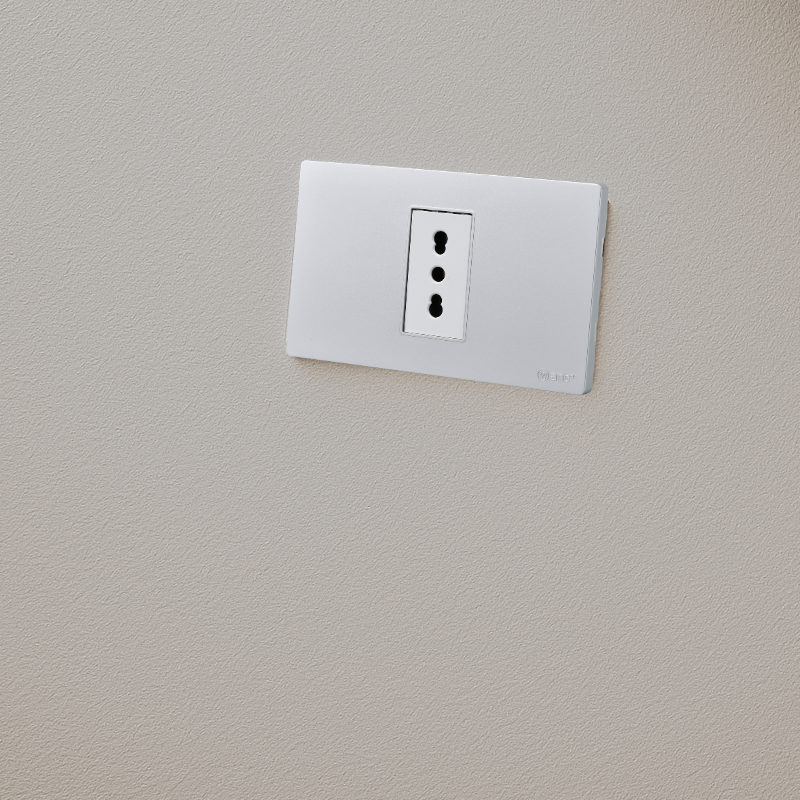 Tomacorriente Simple Puenteado Armado 16A Plateado SEC