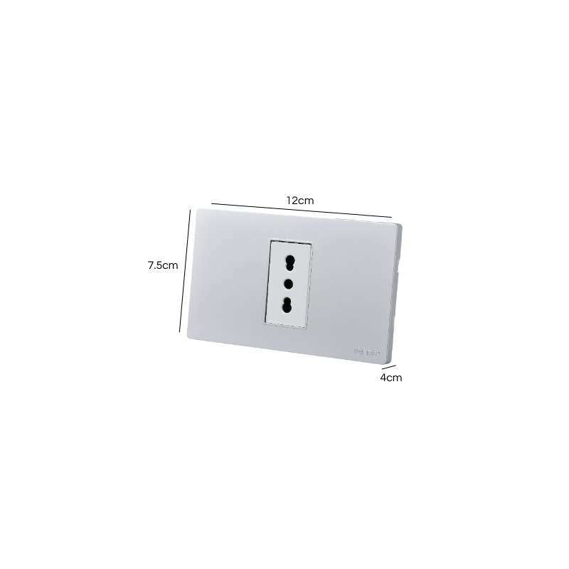 Tomacorriente Simple Puenteado Armado 16A Plateado SEC