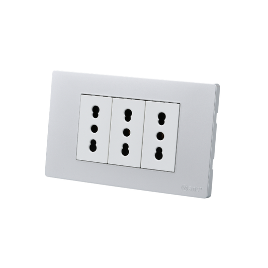 Tomacorriente Triple Puenteado Armado 16A Plateado SEC