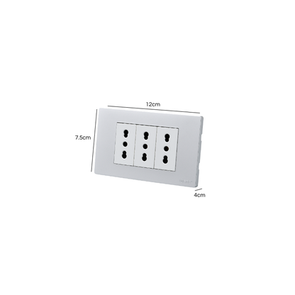 Tomacorriente Triple Puenteado Armado 16A Plateado SEC