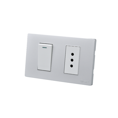 Interruptor Puenteado Armado 9/12 16A + Tomacorriente 10A Plateado SEC