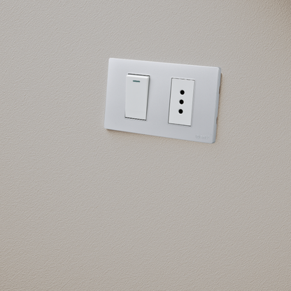 Interruptor Puenteado Armado 9/12 16A + Tomacorriente 10A Plateado SEC