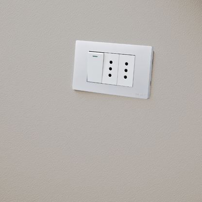 Interruptor Puenteado Armado 9/12 16A + 2 Tomacorrientes 10A Plateado SEC