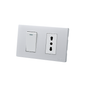 Interruptor Puenteado Armado 9/12 16A + Tomacorriente 16A Plateado SEC
