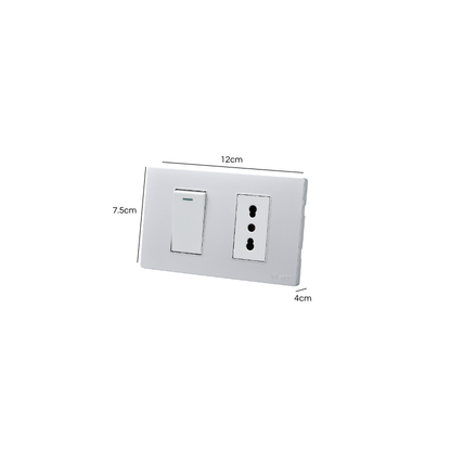 Interruptor Puenteado Armado 9/12 16A + Tomacorriente 16A Plateado SEC