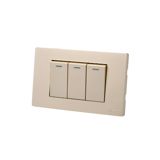 Interruptor Triple Armado 9/12 16A Dorado SEC