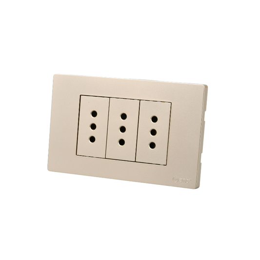Tomacorriente Triple Puenteado Armado 10A Dorado SEC