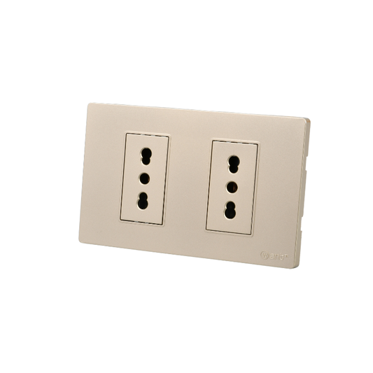 Tomacorriente Doble Puenteado Armado 16A Dorado SEC