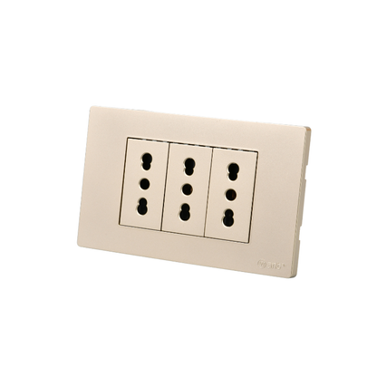Tomacorriente Triple Puenteado Armado 16A Dorado SEC